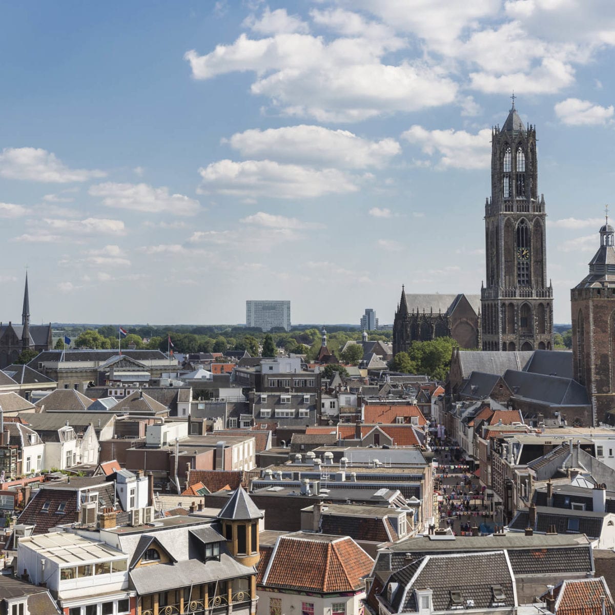 Aerial cityscape of medieval city Utrech