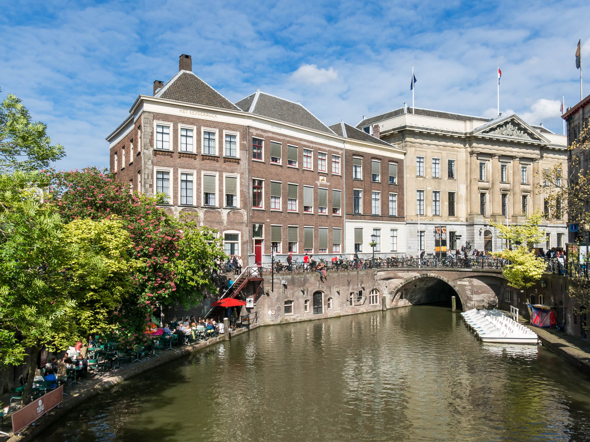 Town Hall Bridge on Oudegracht canal in the city of Utrecht